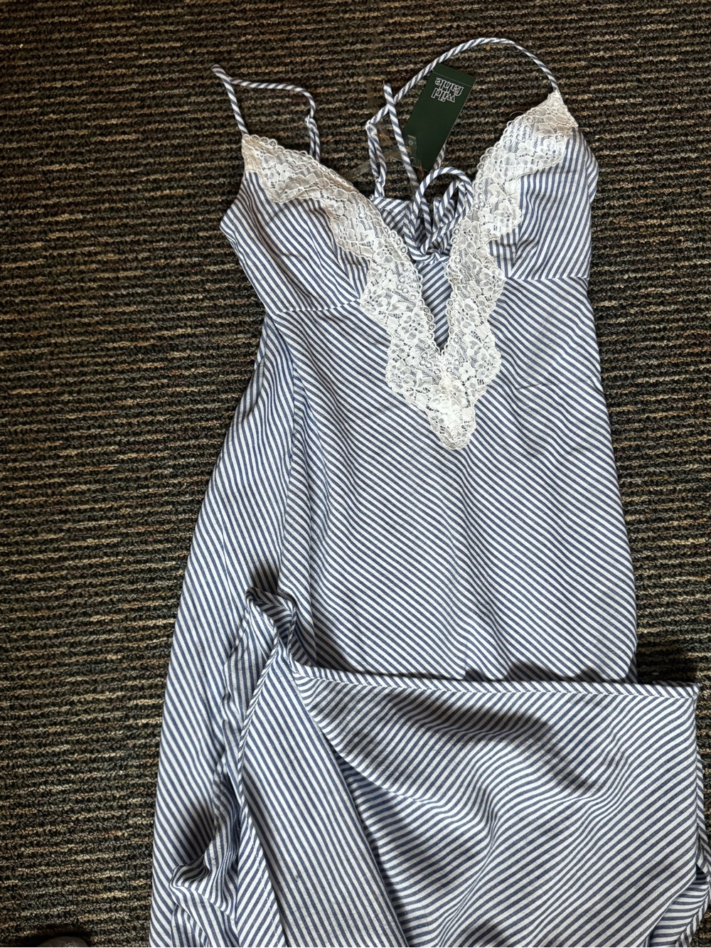 Target Navy & White Striped Lace-Trim Slip